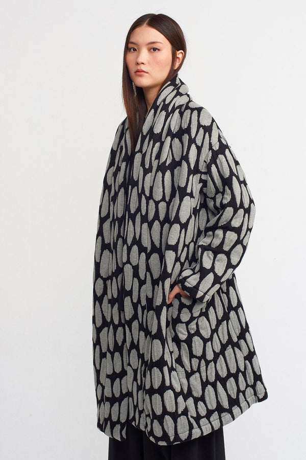 Nu Printed Heavy Coat White & Black