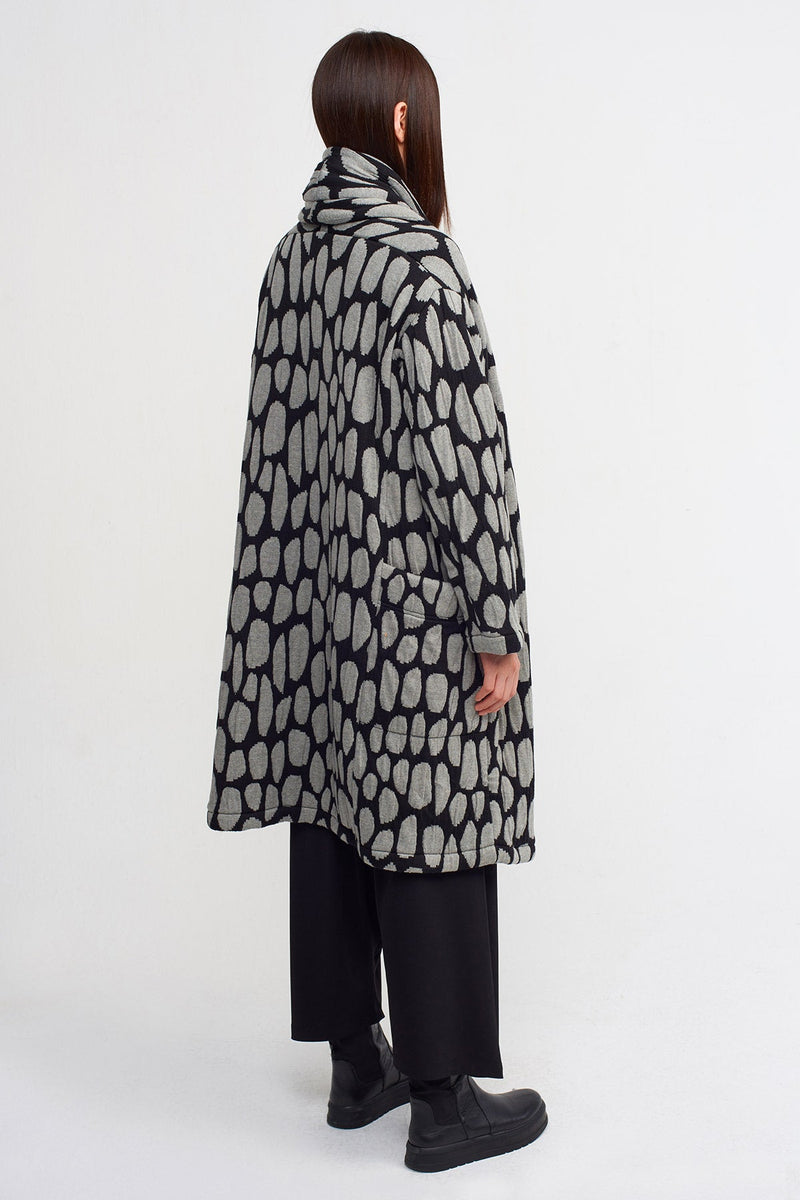 Nu Printed Heavy Coat White & Black