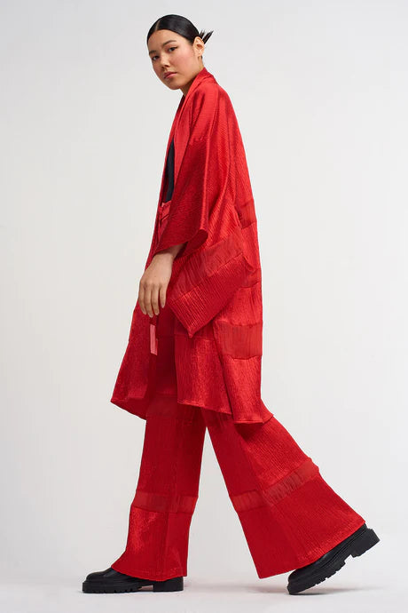 Nu Sheer Detail Textured Outerwear Red