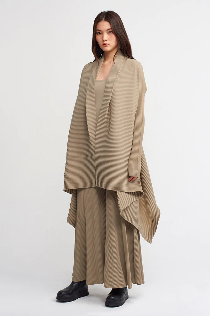 Nu Open-Front Pleated Outerwear Bronze