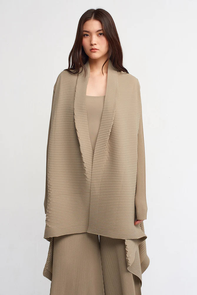 Nu Open-Front Pleated Outerwear Bronze