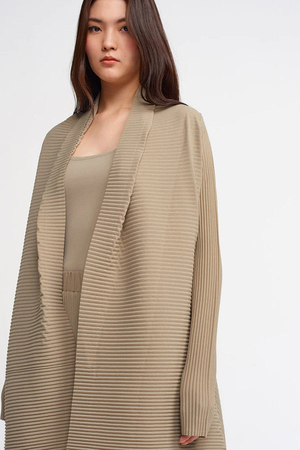 Nu Open-Front Pleated Outerwear Bronze