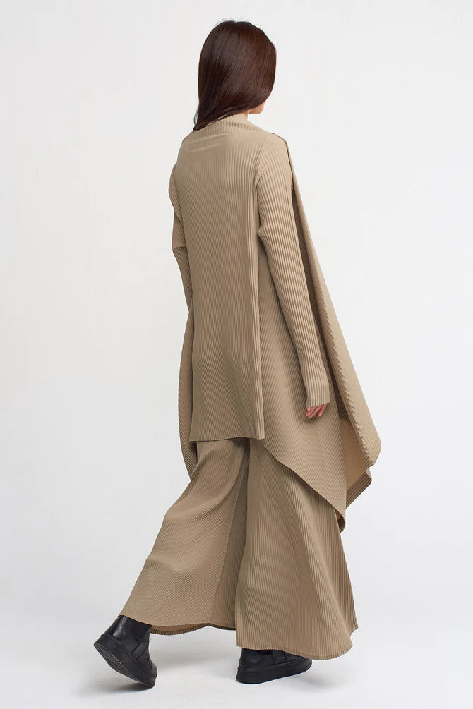 Nu Open-Front Pleated Outerwear Bronze