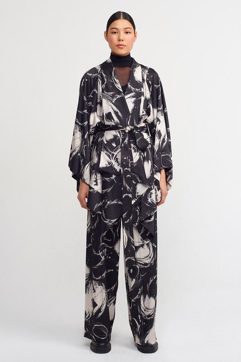 Nu Printed Outerwear With Belt Black