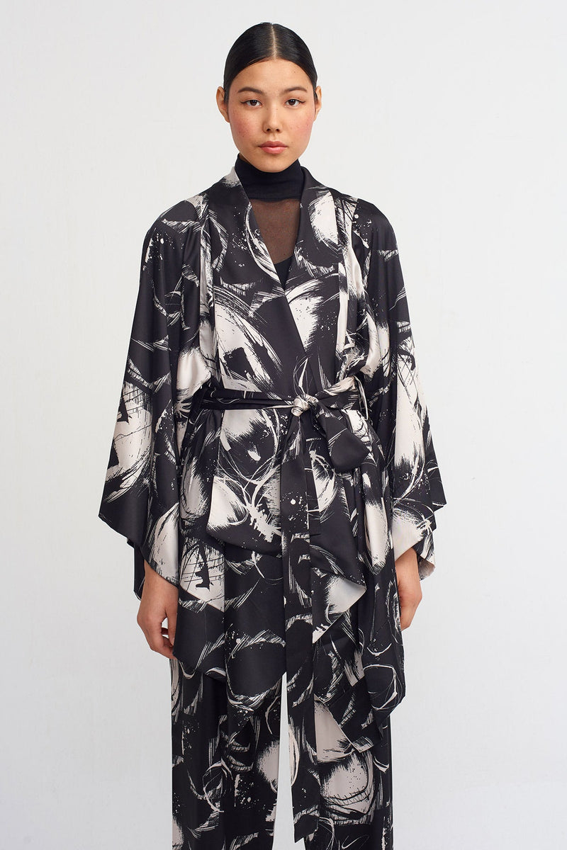 Nu Printed Outerwear With Belt Black