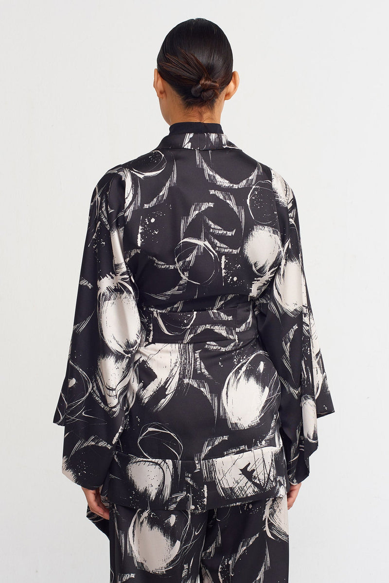 Nu Printed Outerwear With Belt Black