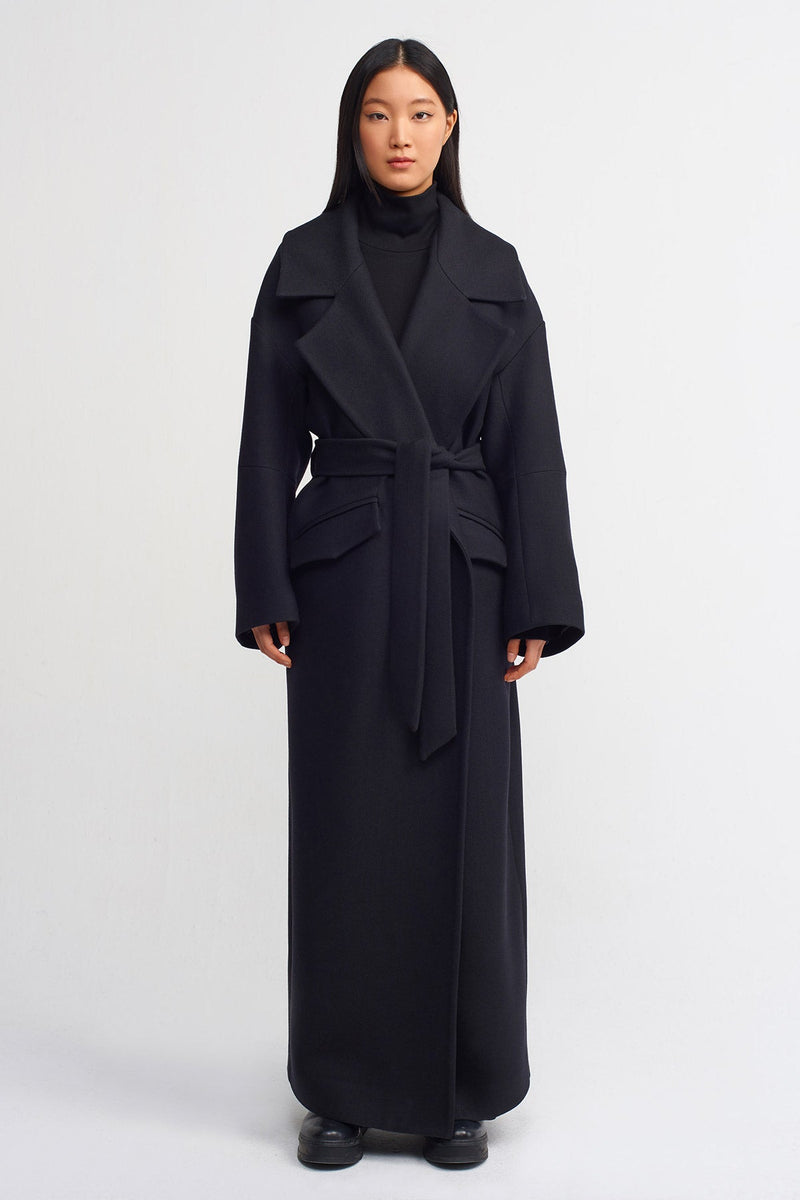 Nu Twill Trench Coat With Belt Black