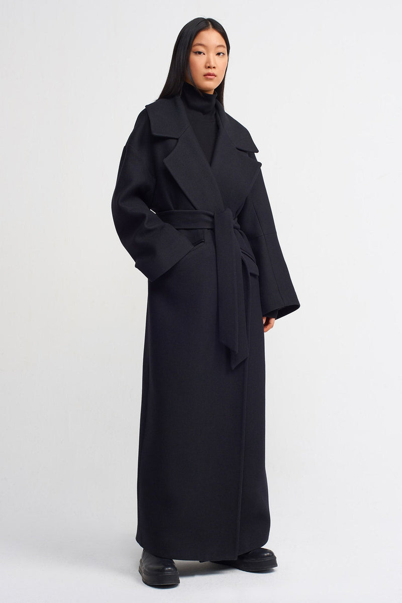 Nu Twill Trench Coat With Belt Black