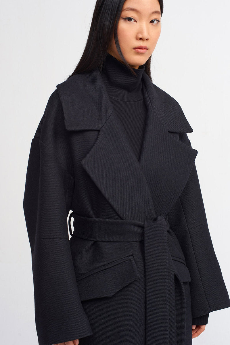 Nu Twill Trench Coat With Belt Black