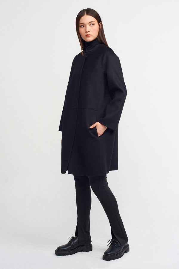 Nu Long Sleeve Wool Coat Black