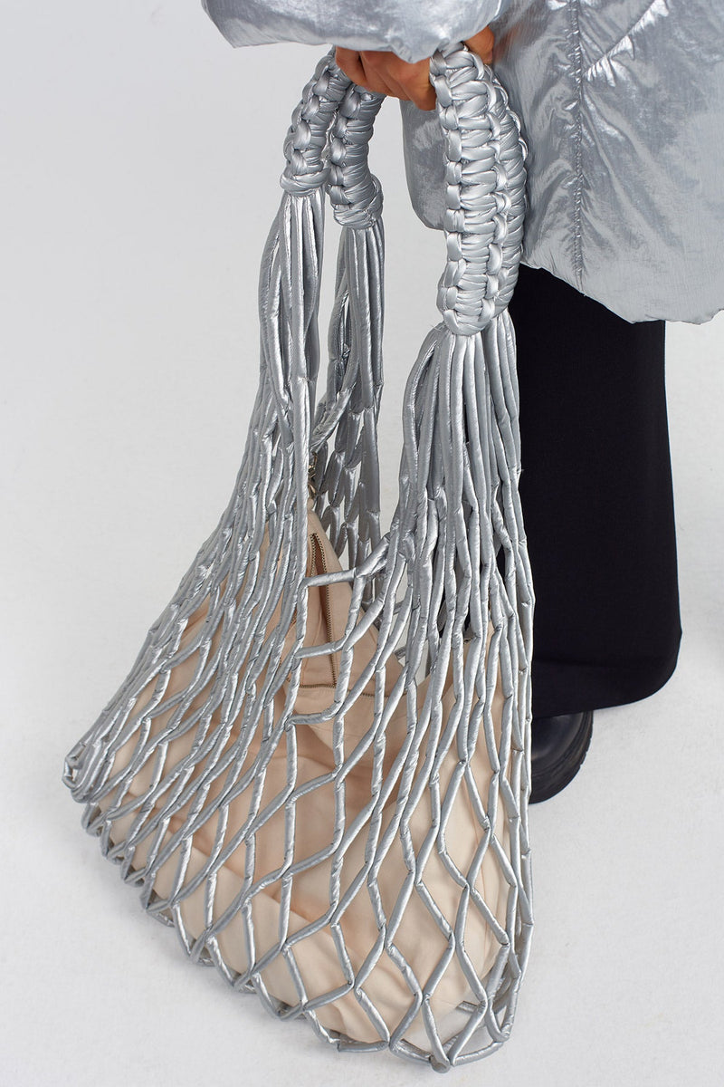 Nu Allover Rope Braided Bags Silver