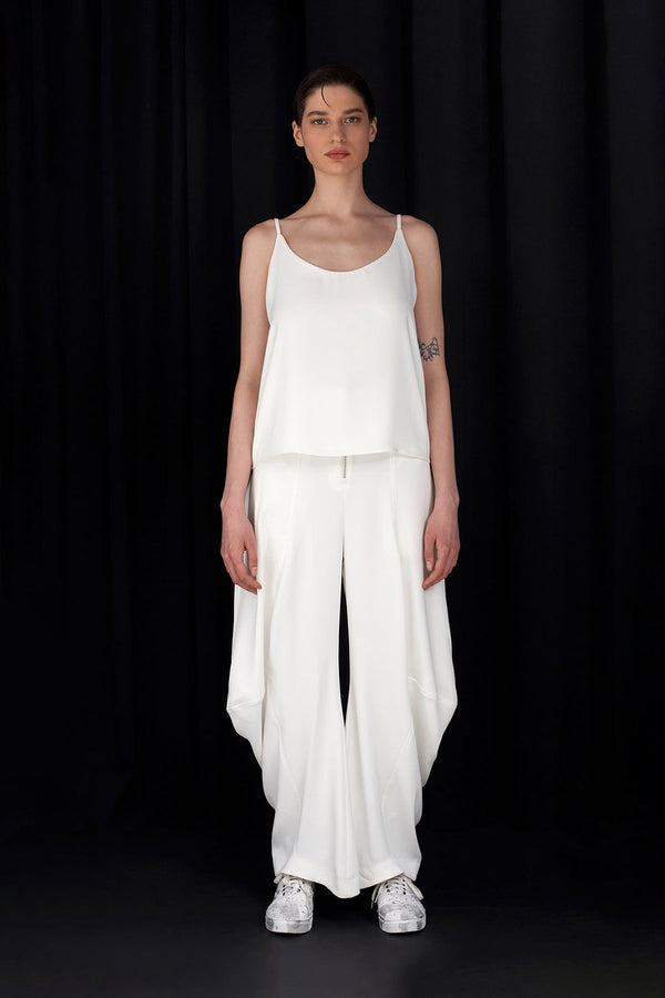 Nu Side Detailed High Waist Trousers Off White