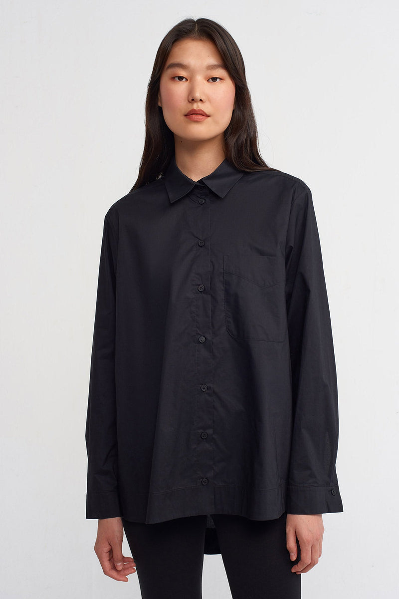 Nu Single Pocket Solid Shirt Black