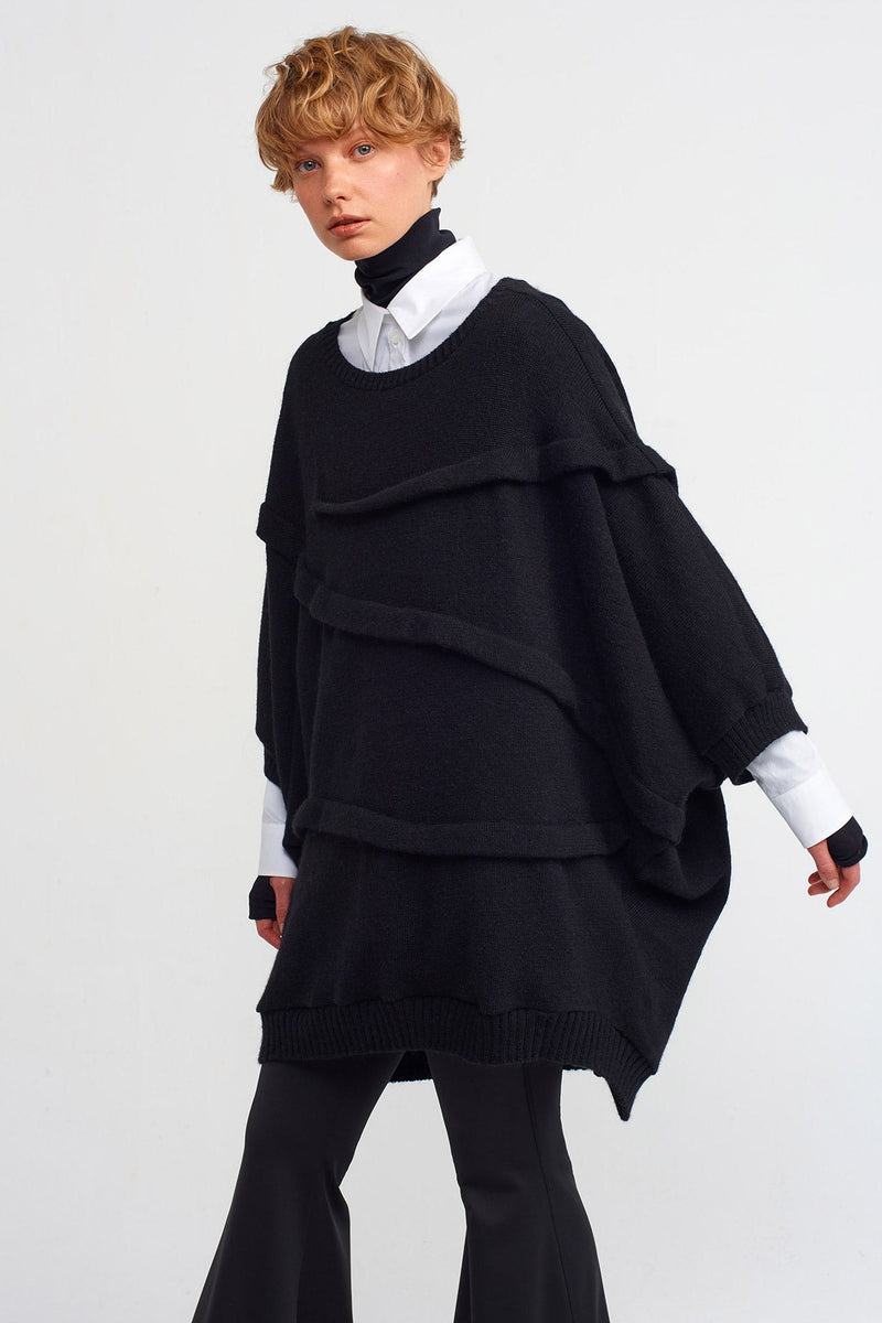 Nu Oversized Knit Sweatshirt Black