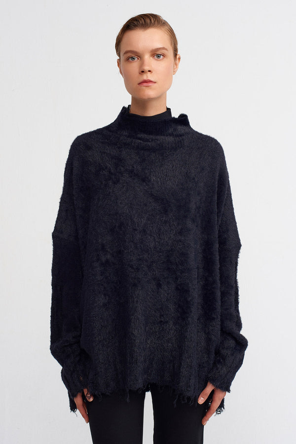 Nu Oversized Soft Fuzzy Sweater Black