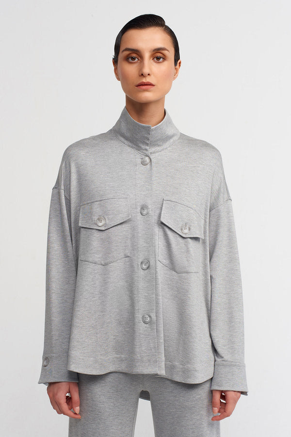 Nu Double Pocket Shirt Grey Melange