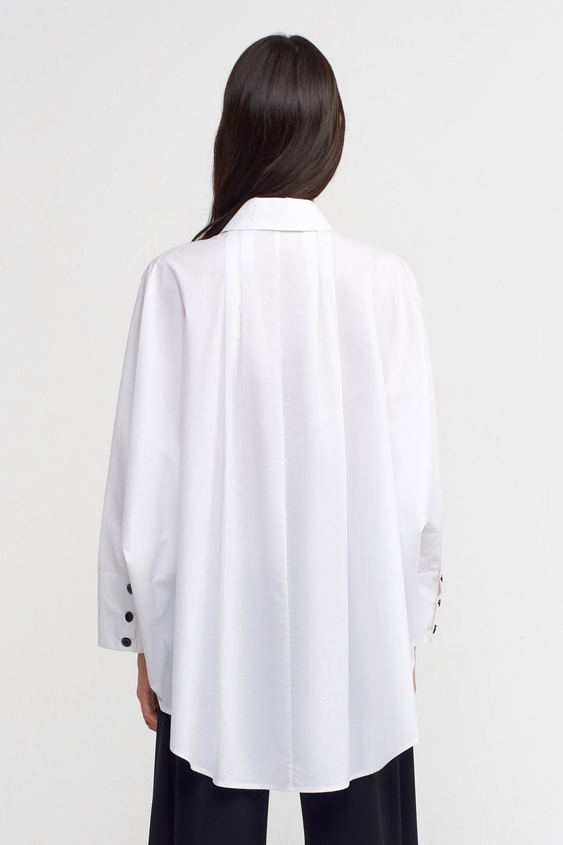 Nu Elegant Shirt With Embellished Pocket Off White