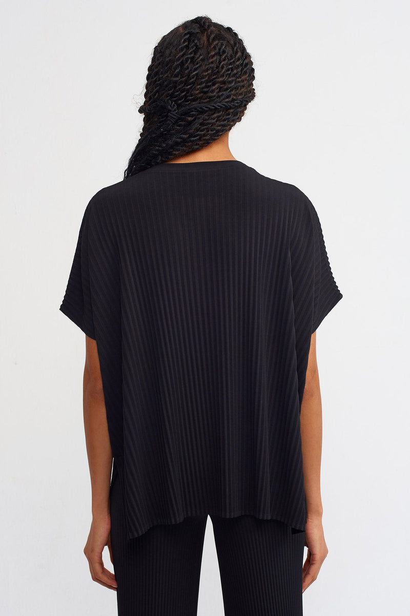 Nu Crew Neck Jersey Blouse Black