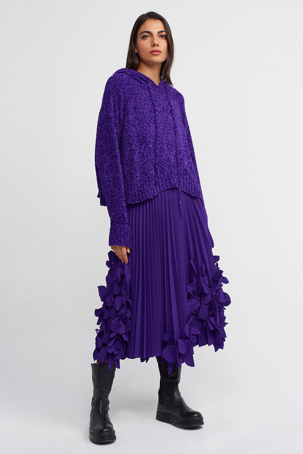 Nu Hooded Chenille Sweater Purple