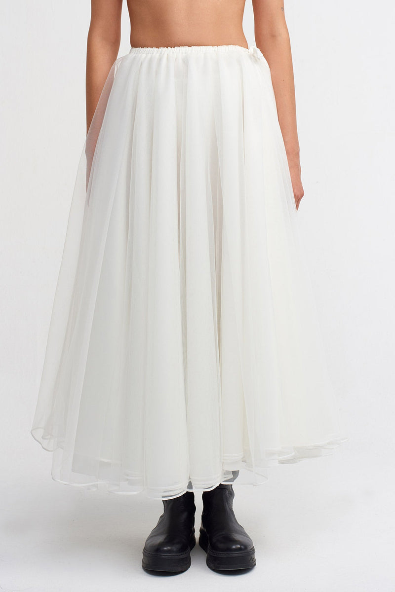 Nu Tulle Midi Skirt Off White