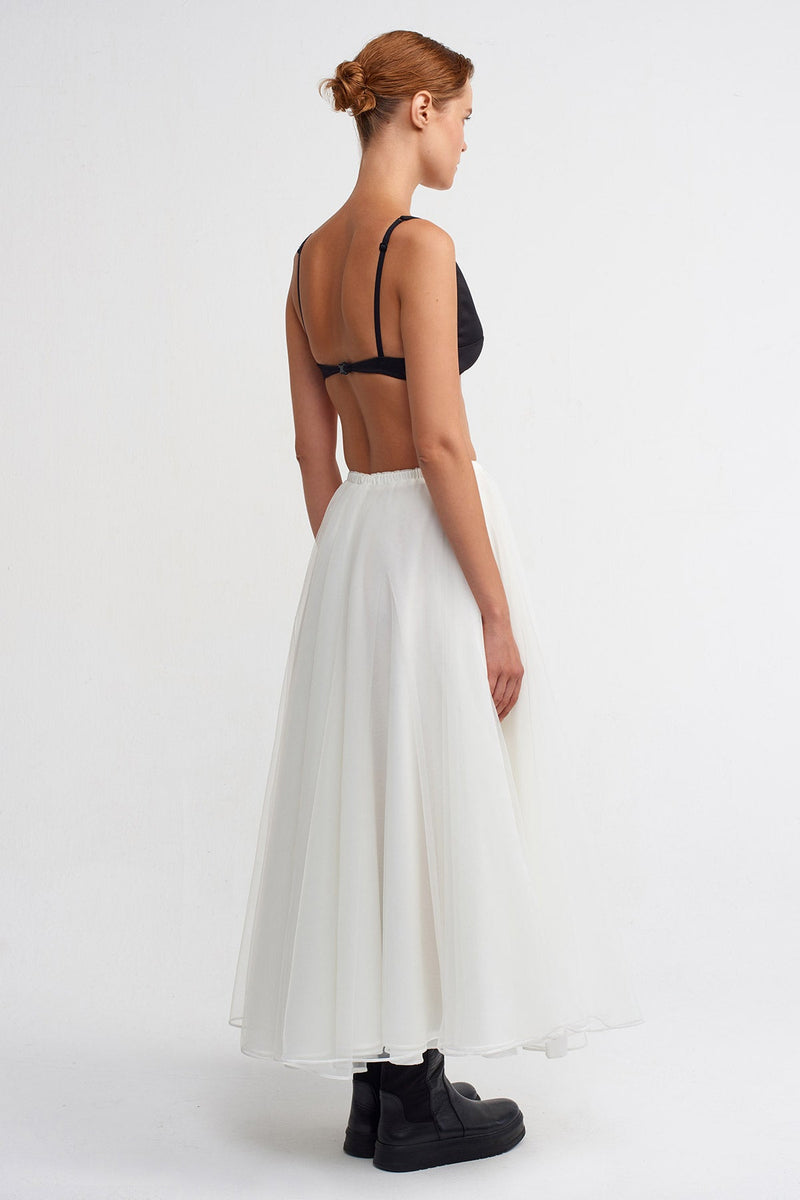 Nu Tulle Midi Skirt Off White