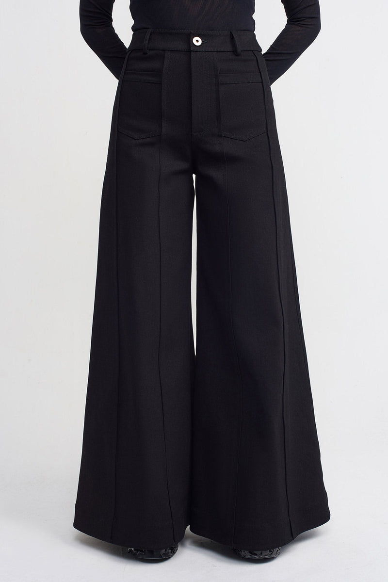 Nu Solid Wide Leg Trousers Black