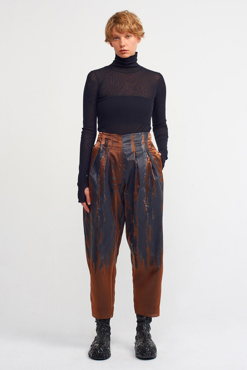 Nu Organza Printed Trousers Copper