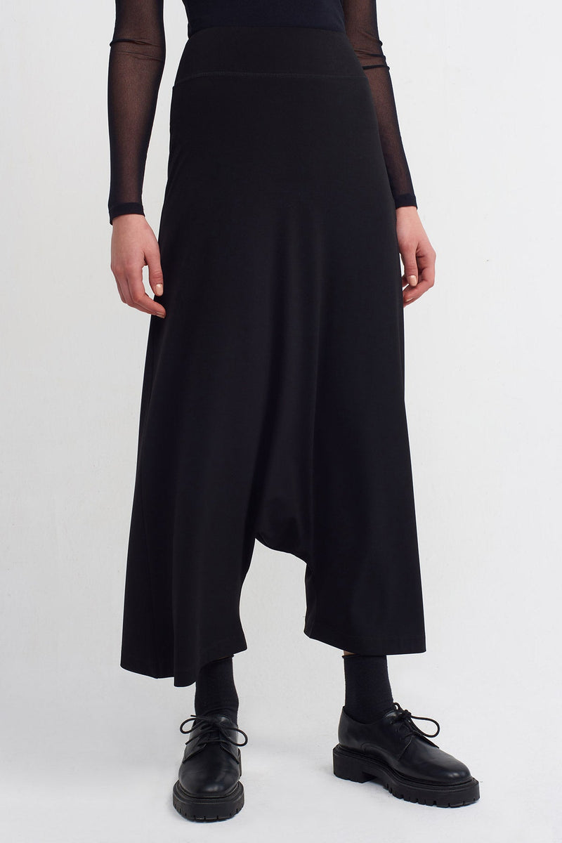 Nu High-Waisted Jersey Harem Pants Black