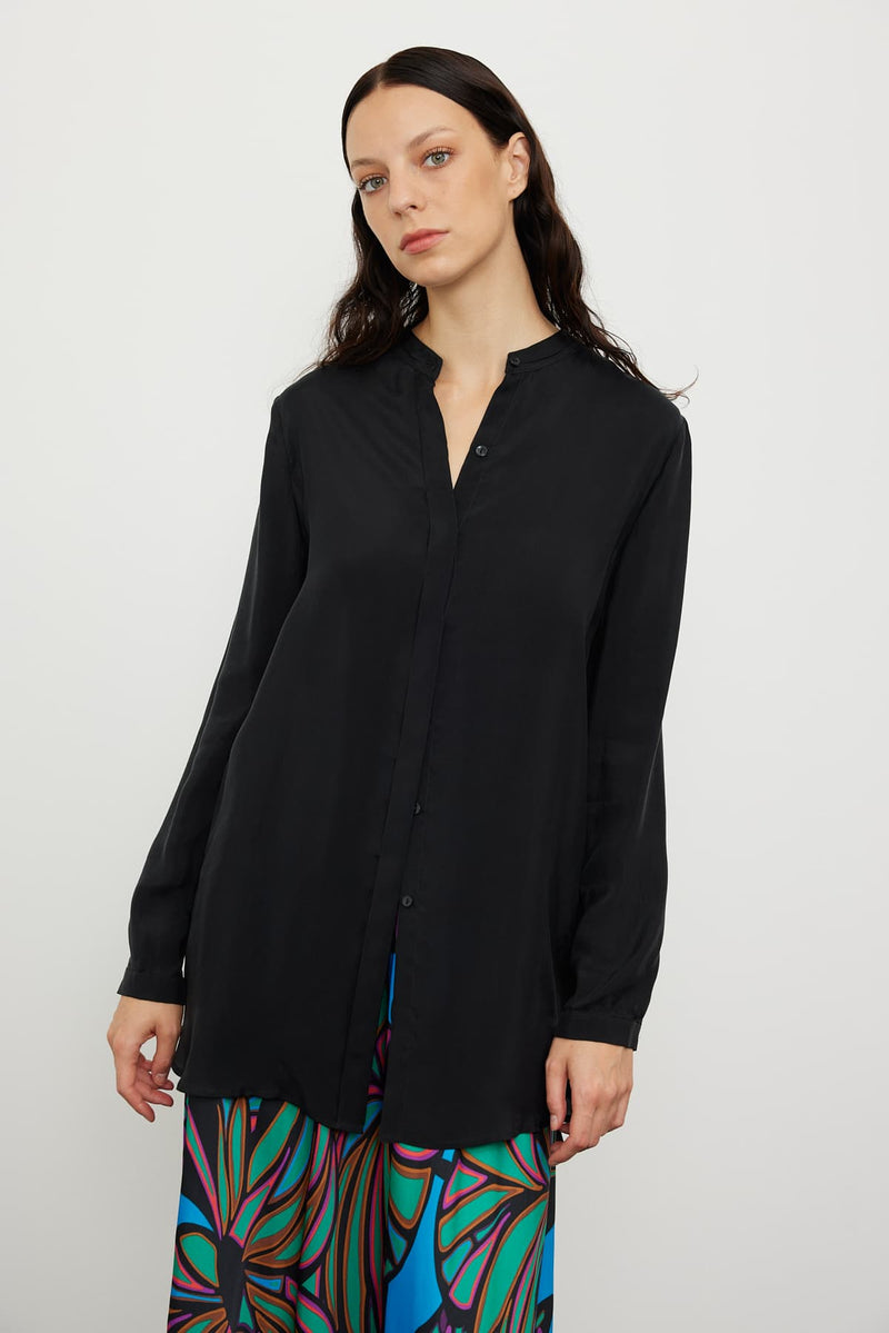 Roman Solid Long Sleeve Tunic Black