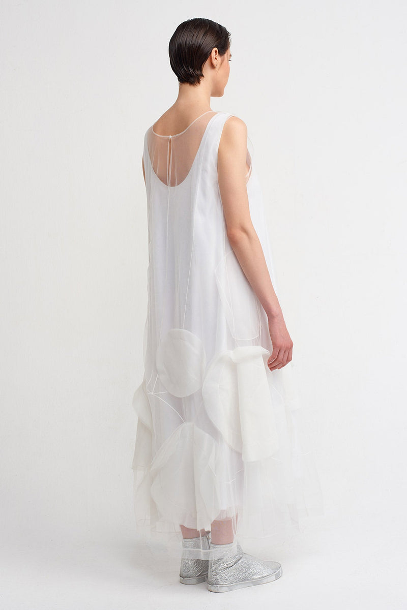 Nu Tulle Overlay Midi Dress Off White