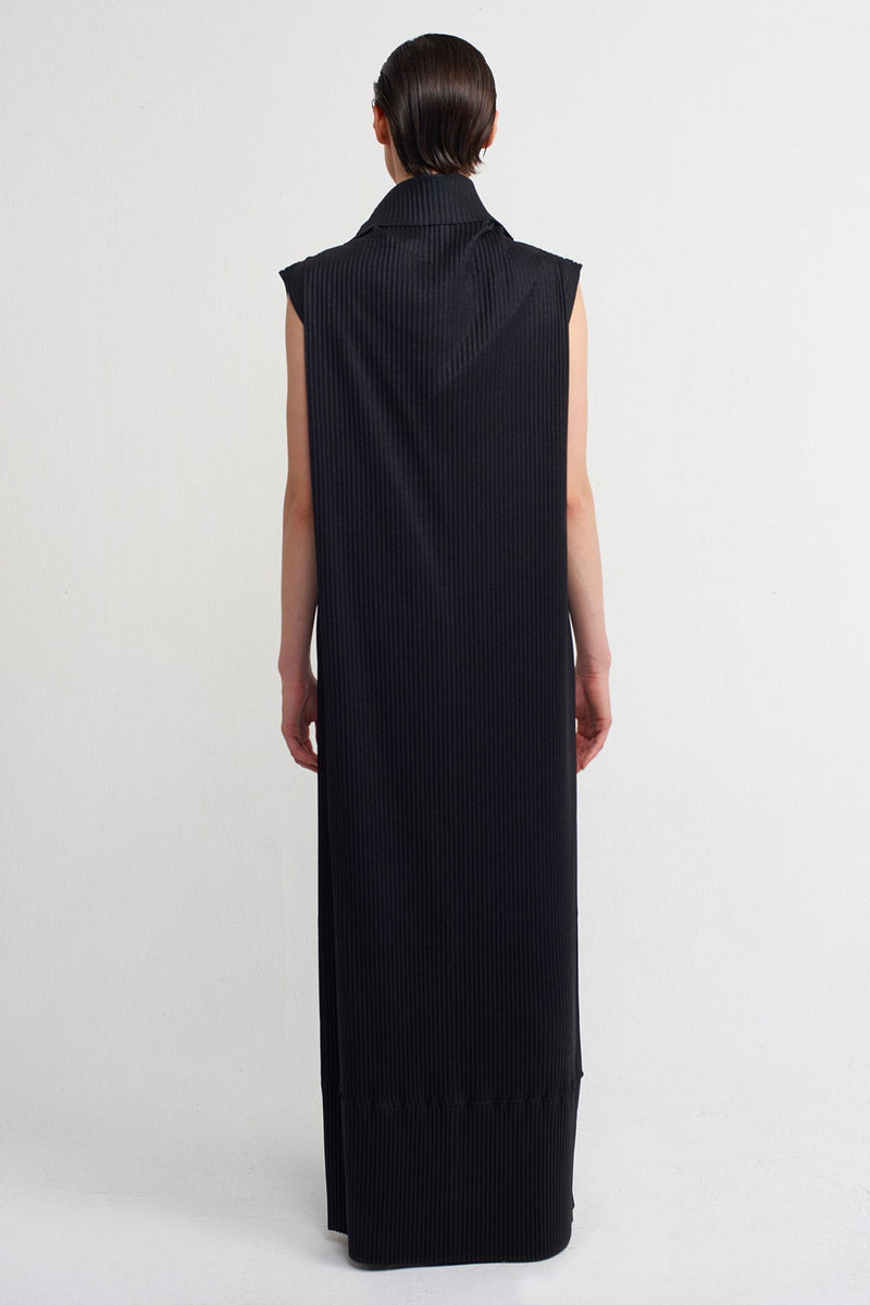 Nu Lurex Allover Rib Long Dress Black