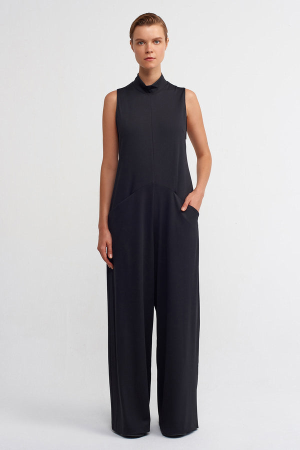 Nu Double Pocket Sleeveless Jumpsuit Black