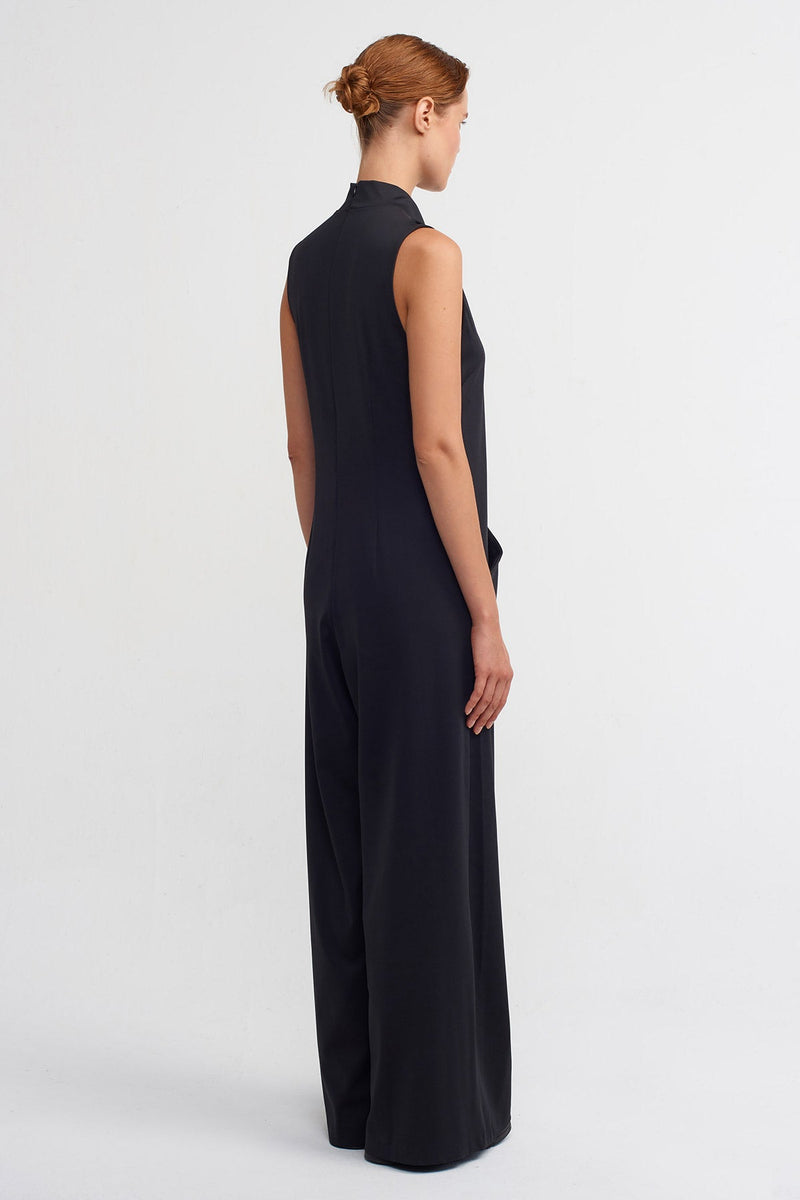 Nu Double Pocket Sleeveless Jumpsuit Black