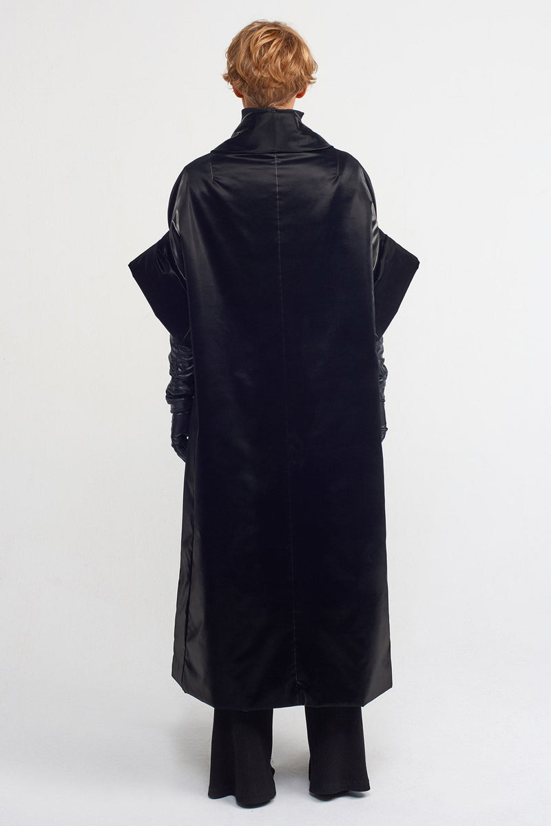 Nu Shiny Long Jacket Black