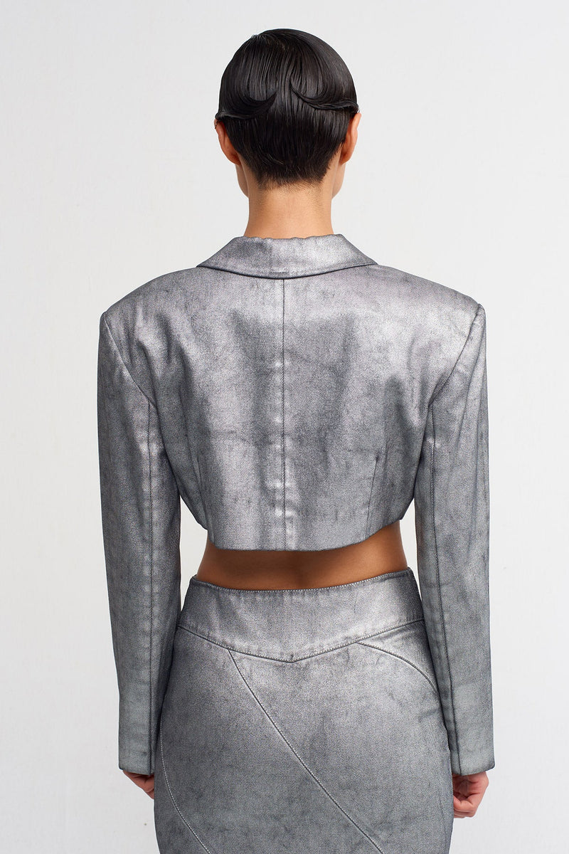 Nu Crop Blazer Jacket Silver