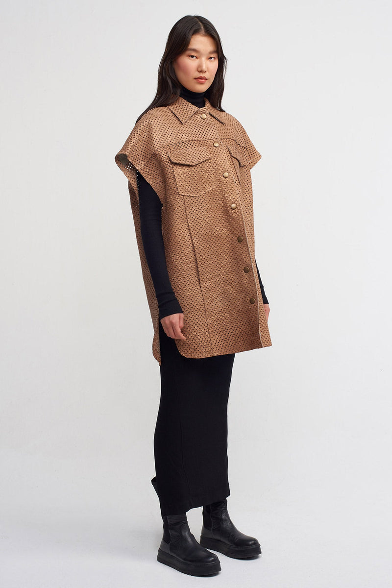 Nu Leather Oversized Vest Bronze