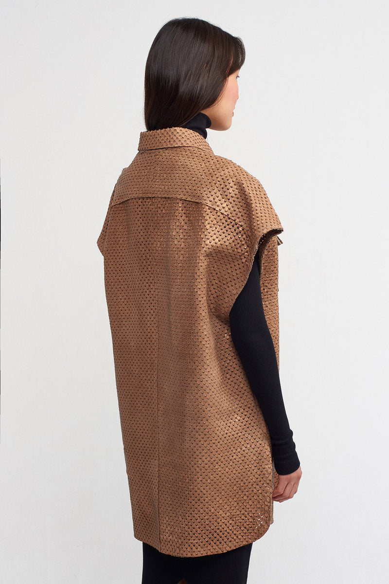 Nu Leather Oversized Vest Bronze