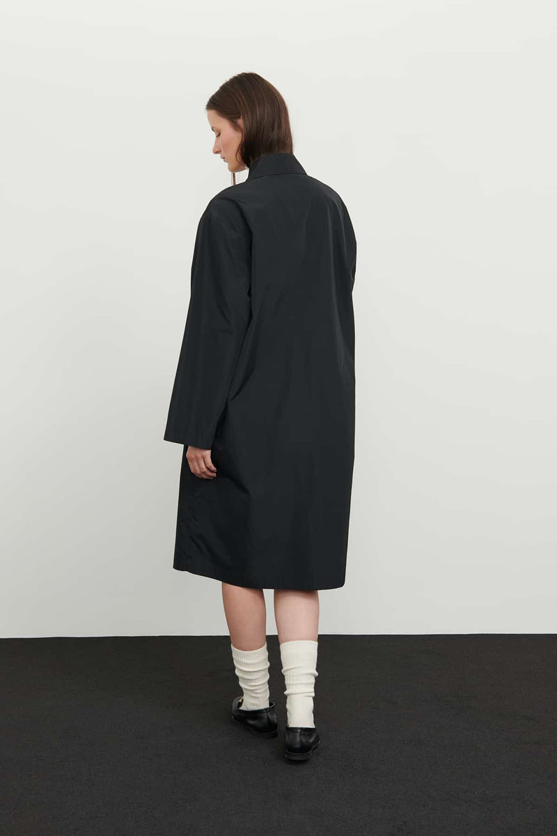 Roman Solid Midi Trench Coat Black