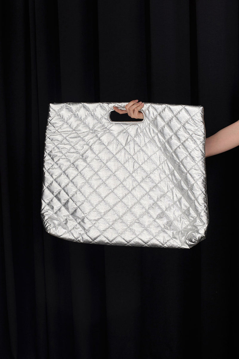 Nu Quilted Large Handbag Silver