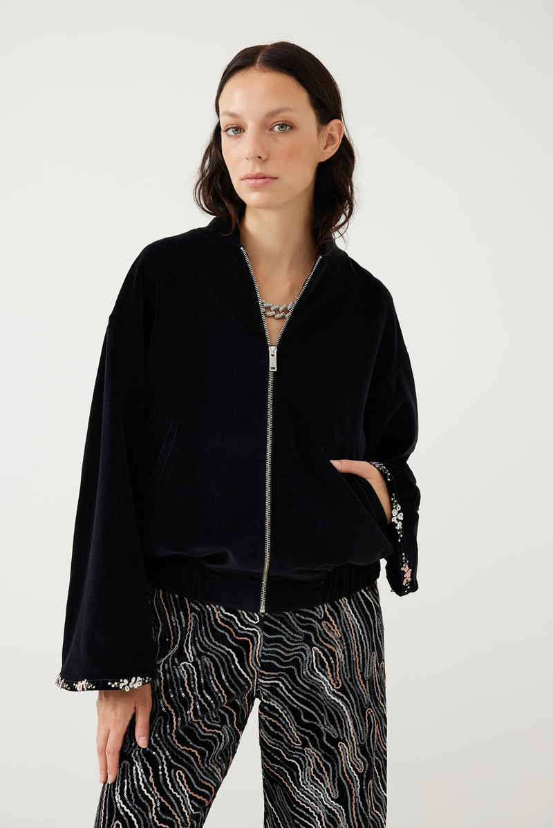 Roman Back-Embroidered Detail Jacket Black