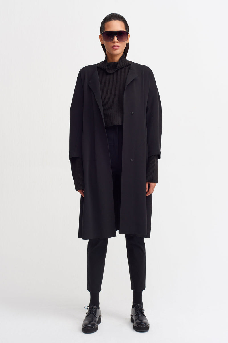 Nu Long Sleeve Belted Coat Black