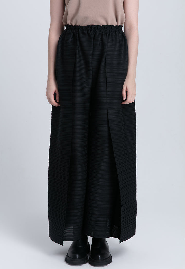 Choice Pleated Elasticated Waist Loose Pants Black