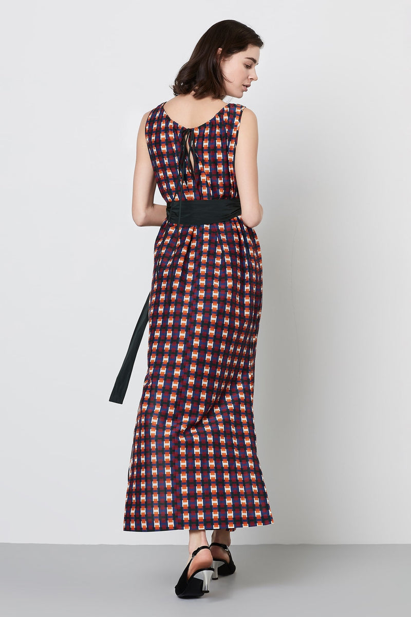 Machka Printed Sleeveless Belted Shift Maxi Dress Multi Color