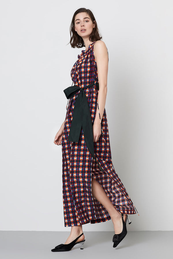 Machka Printed Sleeveless Belted Shift Maxi Dress Multi Color