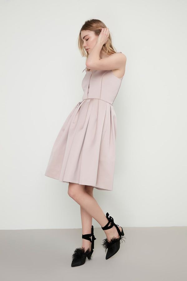 Machka Dress Solid Pleat N/Sl Pink