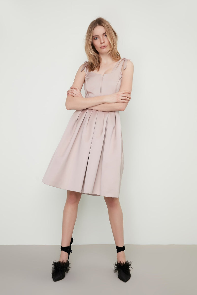 Machka Dress Solid Pleat N/Sl Pink