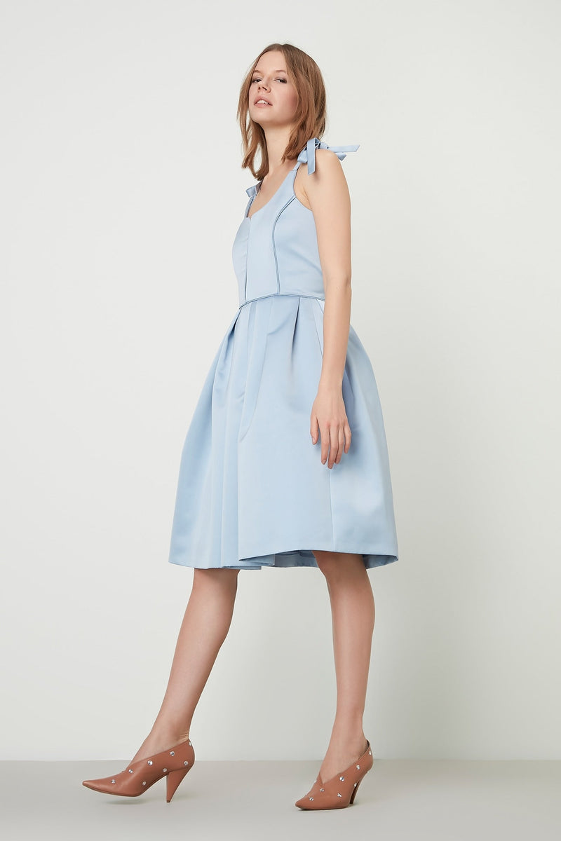 Machka Sleeveless Fit and Flare Short Dress Light Blue