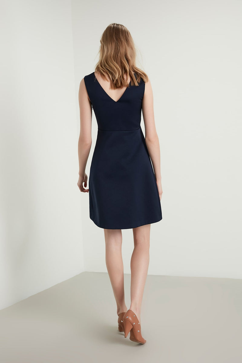 Machka Sleevelees V-Neckline Dress Navy Blue