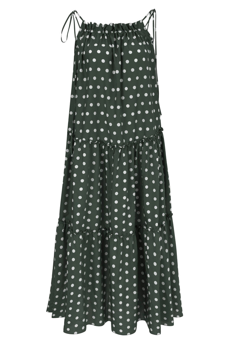 Machka Dress Long Polka Dots Green