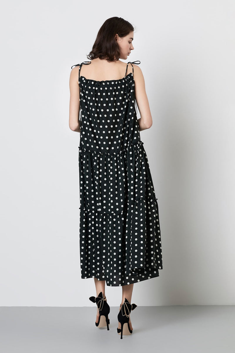 Machka Dress Long Polka Dots Green